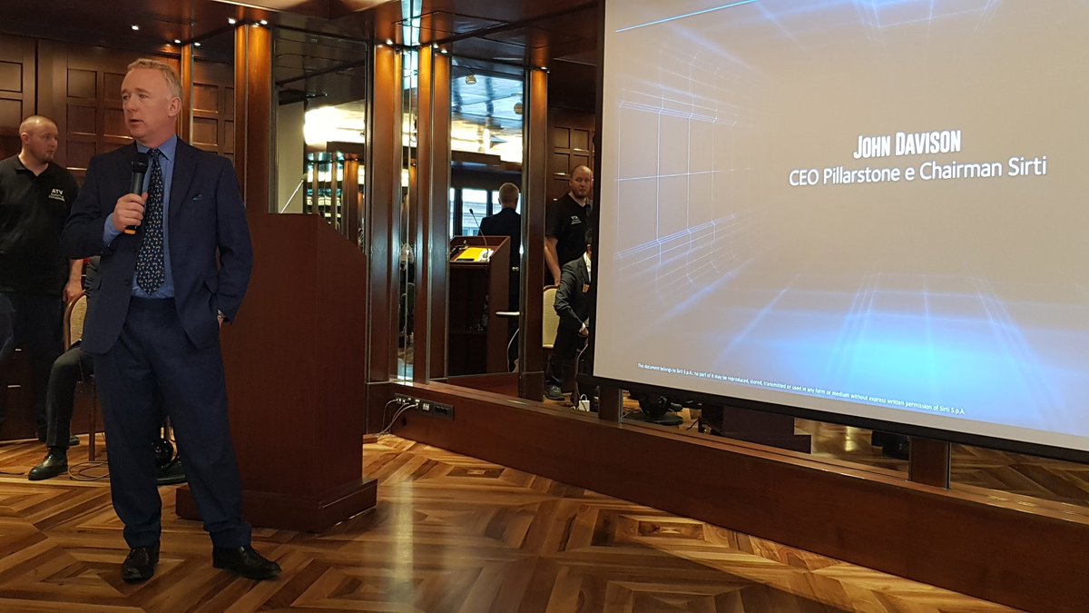 Inno3news's tweet photo. John Davison, presidente di #Sirti e di Pillarstone che ne detiene il 100% "Abbiamo investito per la storicità del brand ma soprattutto per il ruolo strategico futuro di Sirti  nel trasformare le infrastrutture, #5G #SmartCity #utility #IoT " al lancio della #SirtiaNewBeginning https://t.co/Z8hv6jciPI