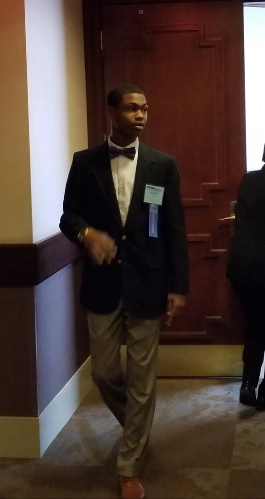 FBLA_Scotland's tweet photo. Walking out of competition like a boss!! Round 2 for Public Speaking ML begins at 9:30. Jabari representing Carver Middle FBLA.  #fblaslc18 https://t.co/NuhiTk3Sua
