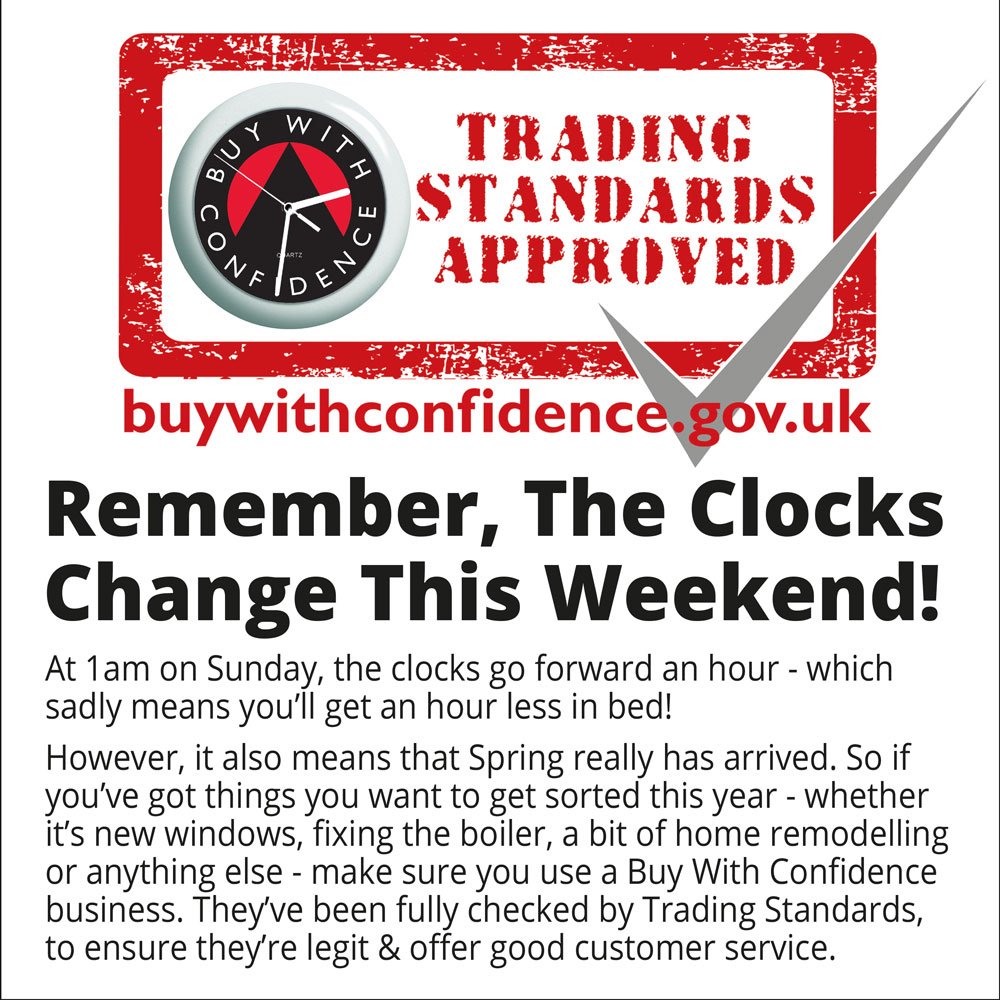 Remember the clocks change this weekend! 

British Summer Time 2018 begins at 01:00 on Sunday, March 25th, when the clocks go forwards an hour.