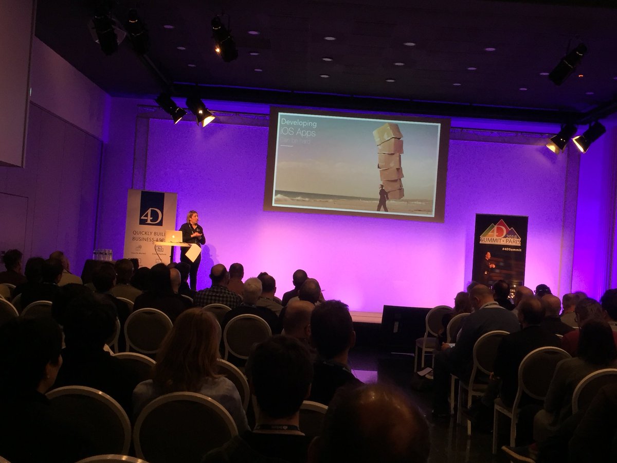 4Dsoftware's tweet photo. Caroline on stage for a 4D for iOS session! #4DSummit #4D4iOS https://t.co/Tvz9CgiWFx