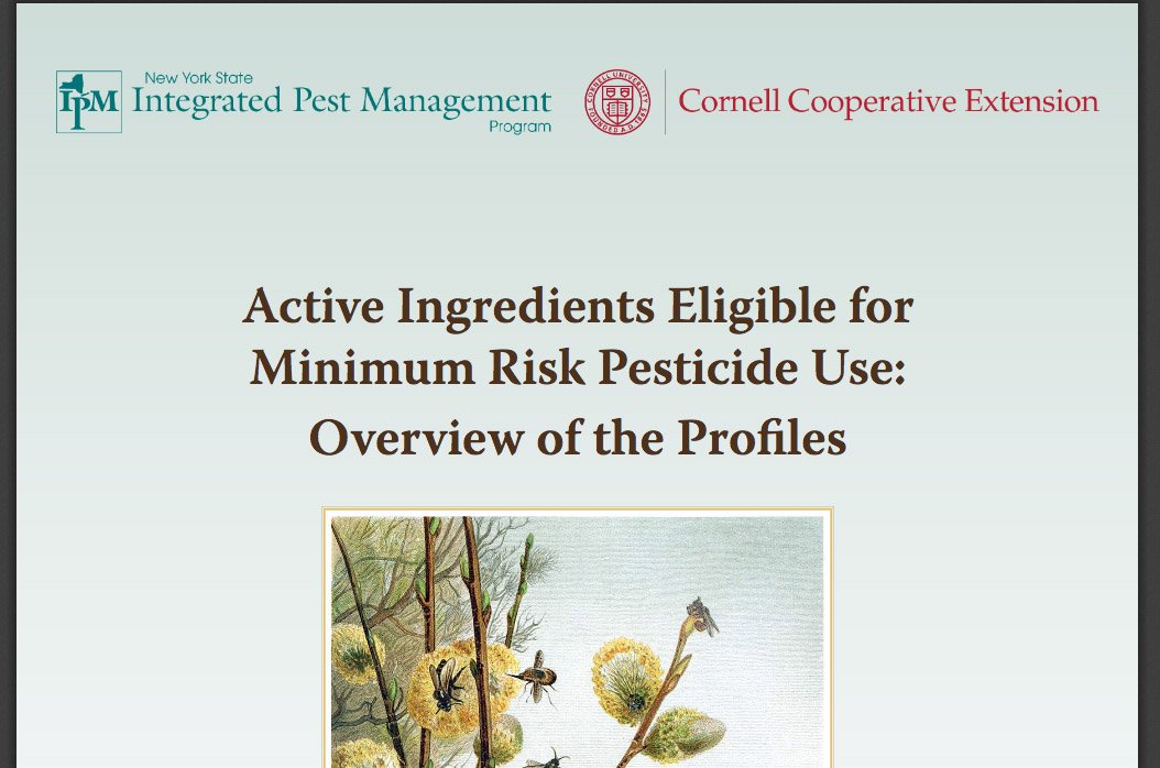 CornellIPM's tweet photo. https://t.co/ujqvRVvy3V What is a minimum risk ingredient? How effective are they? learn more by examining the overview document for our newly released profiles of 31 active ingredients #IPM #minimumRisk #pesticides https://t.co/cis2AYNaIG