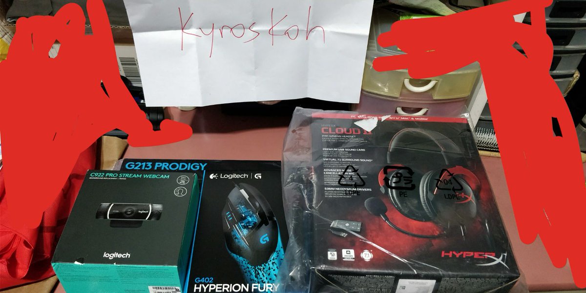 kyroskoh5's tweet photo. Yay! More of my #twitch sub giveaway goodies have arrived! 

#Logitech #gaming #g213prodigy #keyboard #mouse #g402hyperionfury #webcam #c922pro #westerndigital #hdd #blue2tb #kingston #hyperx #cloudiipro #Razer #Headset #krakenprov2 #kyroskoh #twitchsharer #twitchasia #twitchsg https://t.co/XagqeplwvB