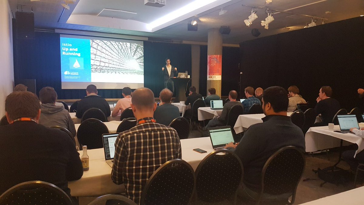 containersoluti's tweet photo. Hands on Istio on #Kubernetes with Ian now at #dayofcloudnative Oslo. @istiomesh @kubernetesio @IanDCrosby https://t.co/iCBIMINnOk