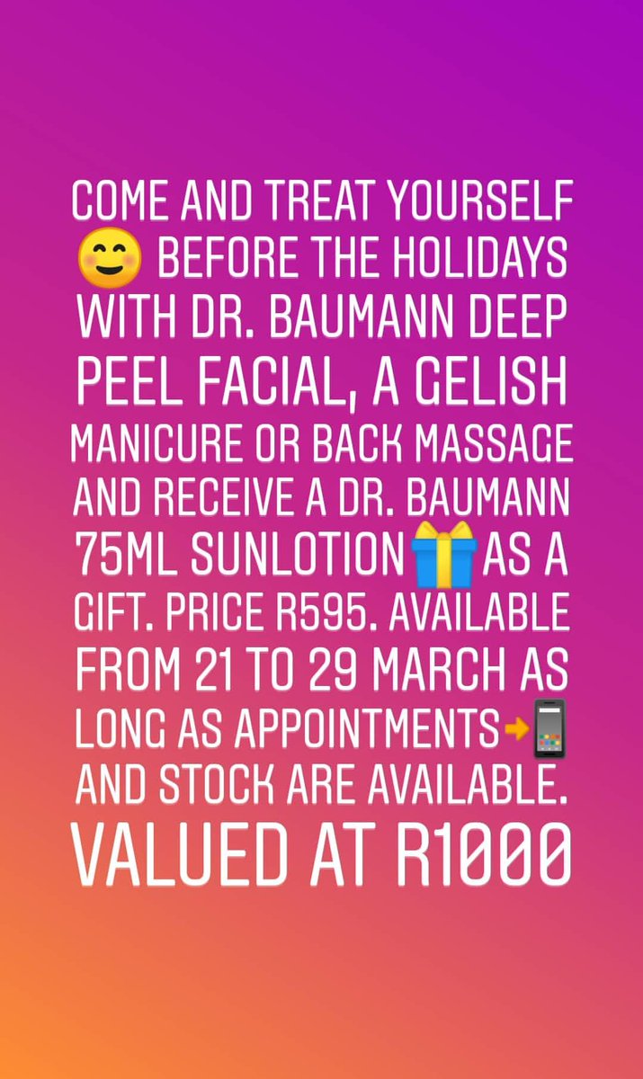 CapeBaumann's tweet photo. Holiday special
#CapeTown
aimsbeaute@gmail.com
#Drbaumann #natural #organic #vegan #peelingmedium #crueltyfree #sustainable #nontoxic #bodylotion #skin #skincare #beautifulskin #Healthyskin #protection #sunblock #mascara #deodorant #problemskin #makeup #ampoules https://t.co/TPQorEegAl