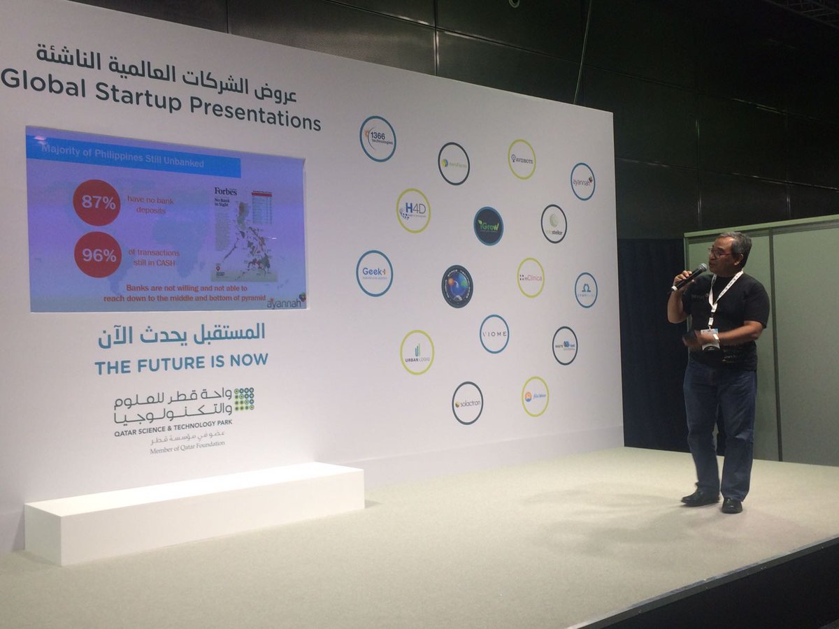 Ayannah هي احدى الشركات الناشئة من الفلبين تعيد تعريف مستقبل الصناعة المالية! هي احدى الشركات الناشئة التي حصلت على عدد من الجوائز لتوفيرها خدمات مالية رقمية قليلة التكلفة تستهدف الطبقة المتوسطة الناشئة في مختلف أنحاء العالم.
#FutureIsNow #QFARC2018