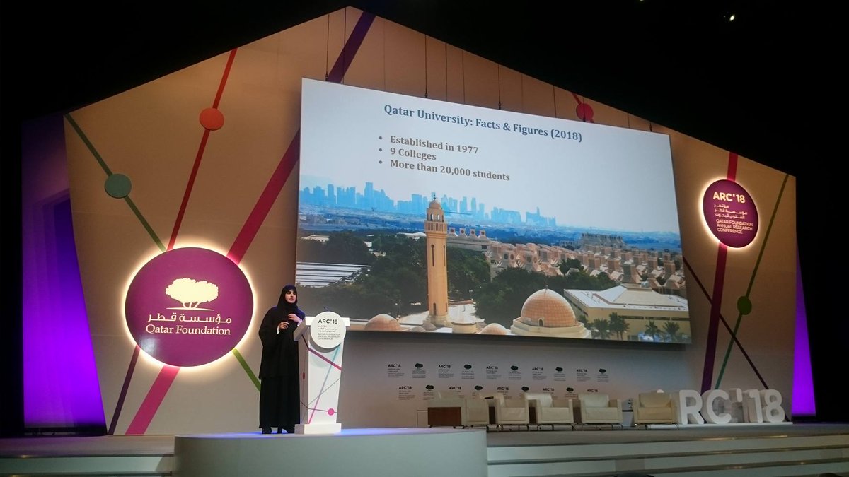 CluQatar's tweet photo. Qatar Foundation Annual Research "ARC’18"
Day 2 - Tuesday, 20 March
Speaker, Professor Mariam A. Al-Maadeed
Vice President, Research &amp; Graduate Studies, Qatar University https://t.co/IyWIIQDf5q