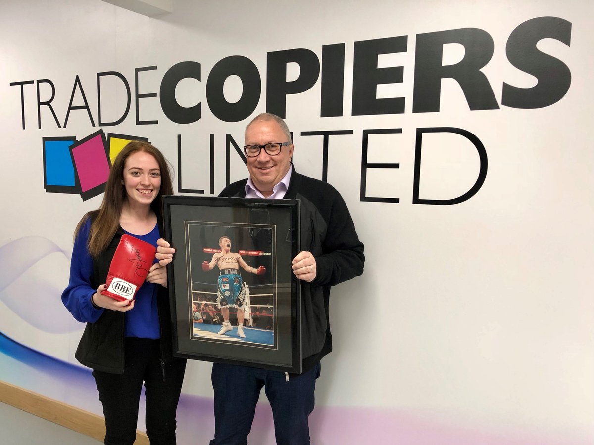The Boss very generously handing over his signed photo of Ricky Hatton and glove from Lennox Lewis to be auctioned off. Lucy Salter, Miss Cumbria 2018 Finalist, will be donating the money raised to Variety Children's Charity as part of her activity for the annual contest.