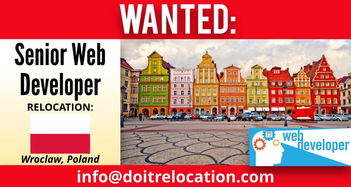 DoITRelocation's tweet photo. WANTED: Senior #Web #Developer 
RELOCATION: to #Wroclaw, #Poland (visa sponsorship)
DESCRIPTION: https://t.co/HPQV7J6yqR
#ITjobs #ITJob https://t.co/xhKFVO5cw5