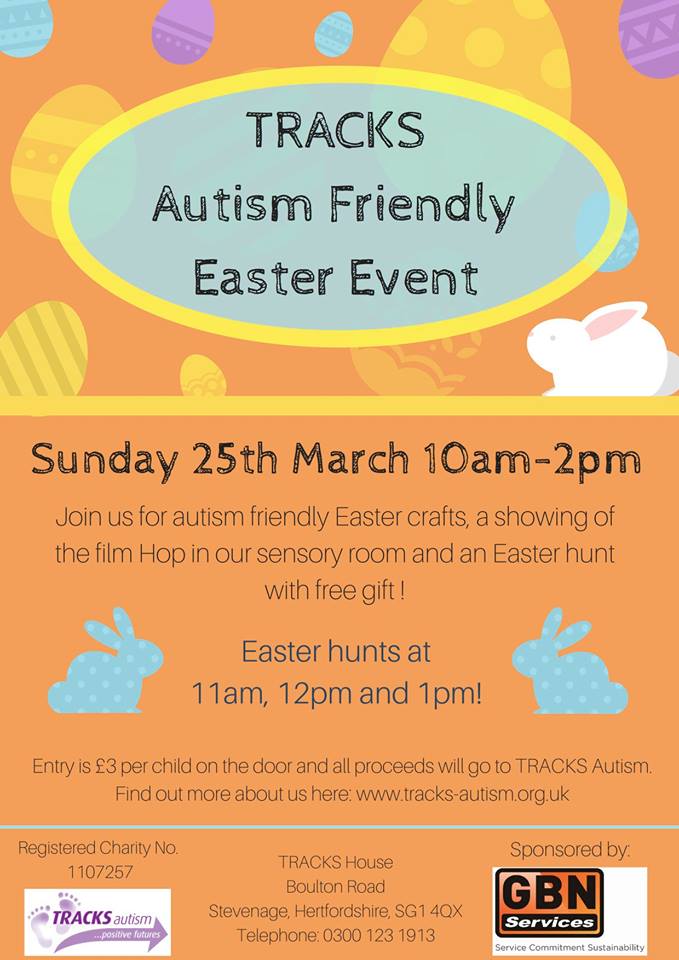 Tracks_Autism's tweet photo. Our #Autism Friendly Easter Event is taking place this Sunday in #Stevenage! https://t.co/6tdWK7oqYu