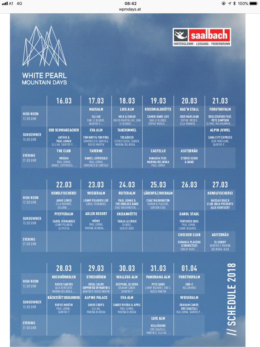 Saalbach_ski's tweet photo. It’s festival week!! Be sure not to miss out on the events going on throughout the week for #WhitePearlMountainDays. Ask your rep for info 💃 https://t.co/J1JOLsxc8a