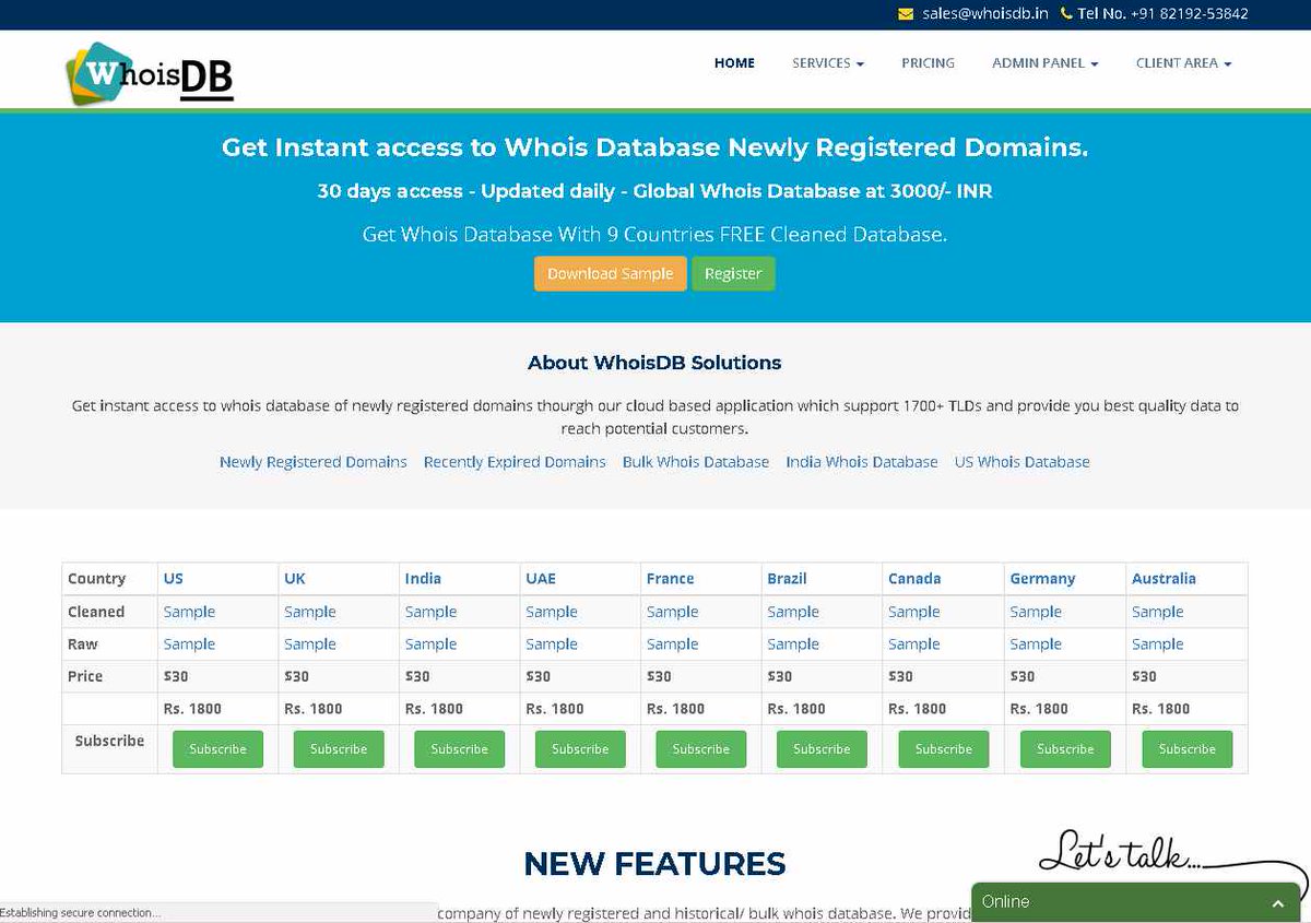KevinThomas134's tweet photo. Buy whois database of newly registered, recently expired domains and historical domains. Get 20-50 sales everyday easily for your business. Grow your business at rapid pace. https://t.co/8wBqKwdYDl https://t.co/VR9hQt6Nxx