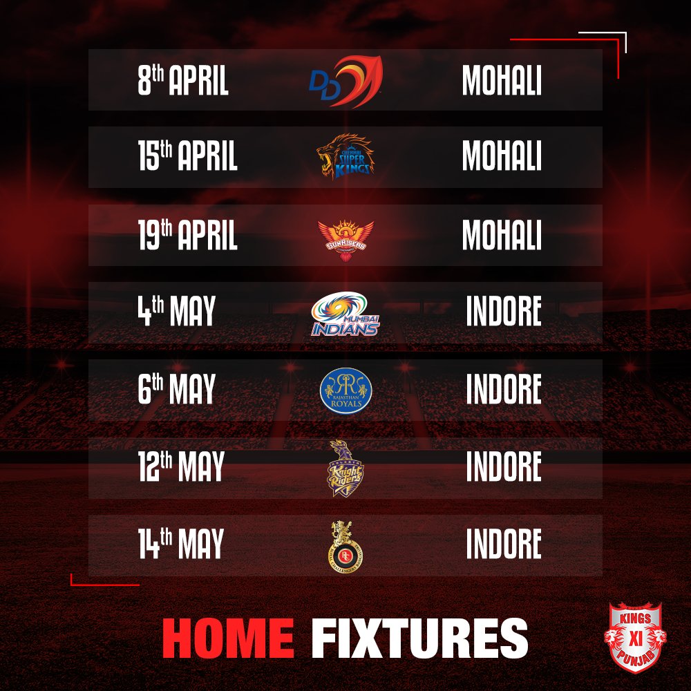 PunjabKingsIPL's tweet photo. #ICYMI, we have had a change in our home fixtures for the season. Here they are! #LivePunjabiPlayPunjabi https://t.co/TWZQn1SSIf
