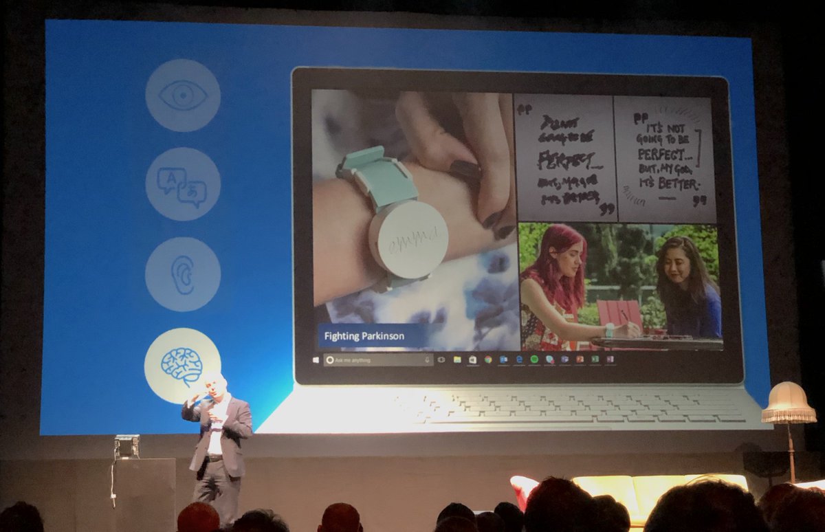 RogerDarin's tweet photo. Powerful demonstration by Martin Moeller of Microsoft on how technology can make a real difference at #finance20 in #Zurich 

#parkinson https://t.co/r4sDi46NTA