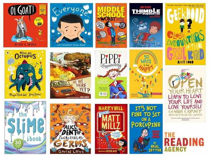 readingagency's tweet photo. To celebrate #InternationalDayOfHappiness, we have created a list of our favourite books to make children laugh or feel happier. Reading these brilliant books always makes us smile so we hope our picks will do the same for you: https://t.co/GvHd6UkESl https://t.co/CxOSBF9SJO