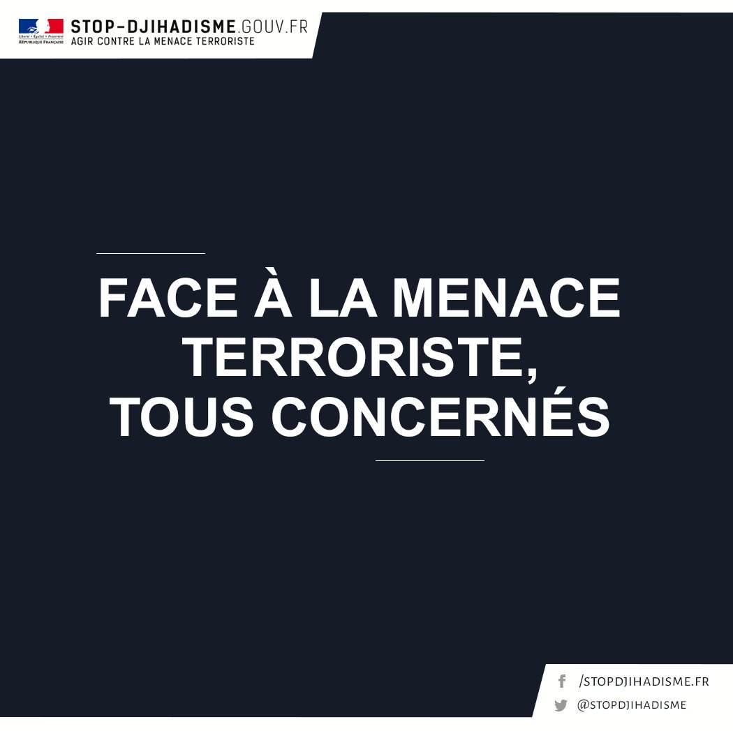#MardiConseil 📌 
⚠ Face au risque terroriste, restez vigilants au quotidien et signalez toute activité suspecte 👀 ➡stop-djihadisme.gouv.fr/que-faire/face…