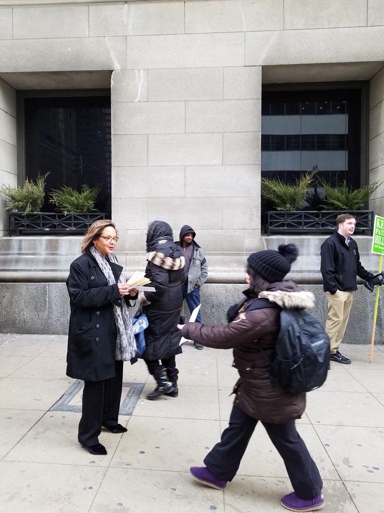 RobinLynneKelly's tweet photo. It’s Election Day! Rise and shine. I’ll be on the ballot twice so vote for me 2x! Punch #22 &amp; #31! I early voted with @uwdavidl010 yesterday morning &amp; greeted commuters at Millennium station in the evening punch #3 @DanielBiss @LitesaWallace punch #81 for @fritz4assessor #twill https://t.co/T68hYVhmeD