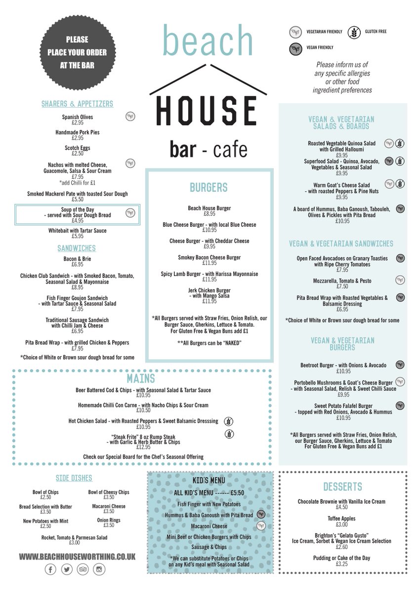 BHBarCafe's tweet photo. Today's the day - our new menu is launched! From 12pm today, this entire selection will be available, including lots of new vegetarian and vegan options, an updated kids menu, and DESSERTS! We're counting down the hours...#Worthing https://t.co/yuvAFkwl6S