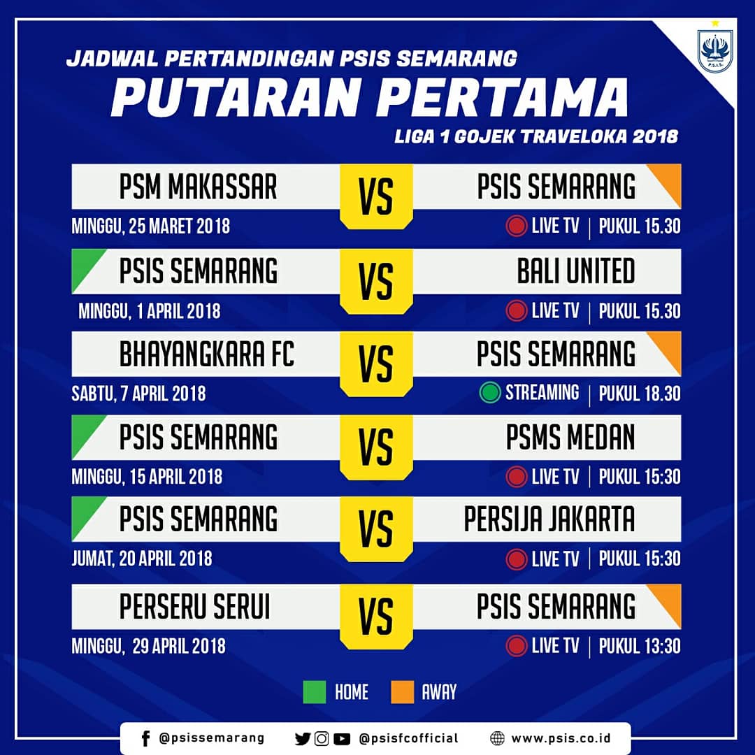 psisfcofficial's tweet photo. Jadwal PSIS Semarang Liga 1 Gojek Traveloka 2018 Putaran Pertama.

YOH ISO YOH !! 💪💪

#PSIS https://t.co/JM5TrovlrQ