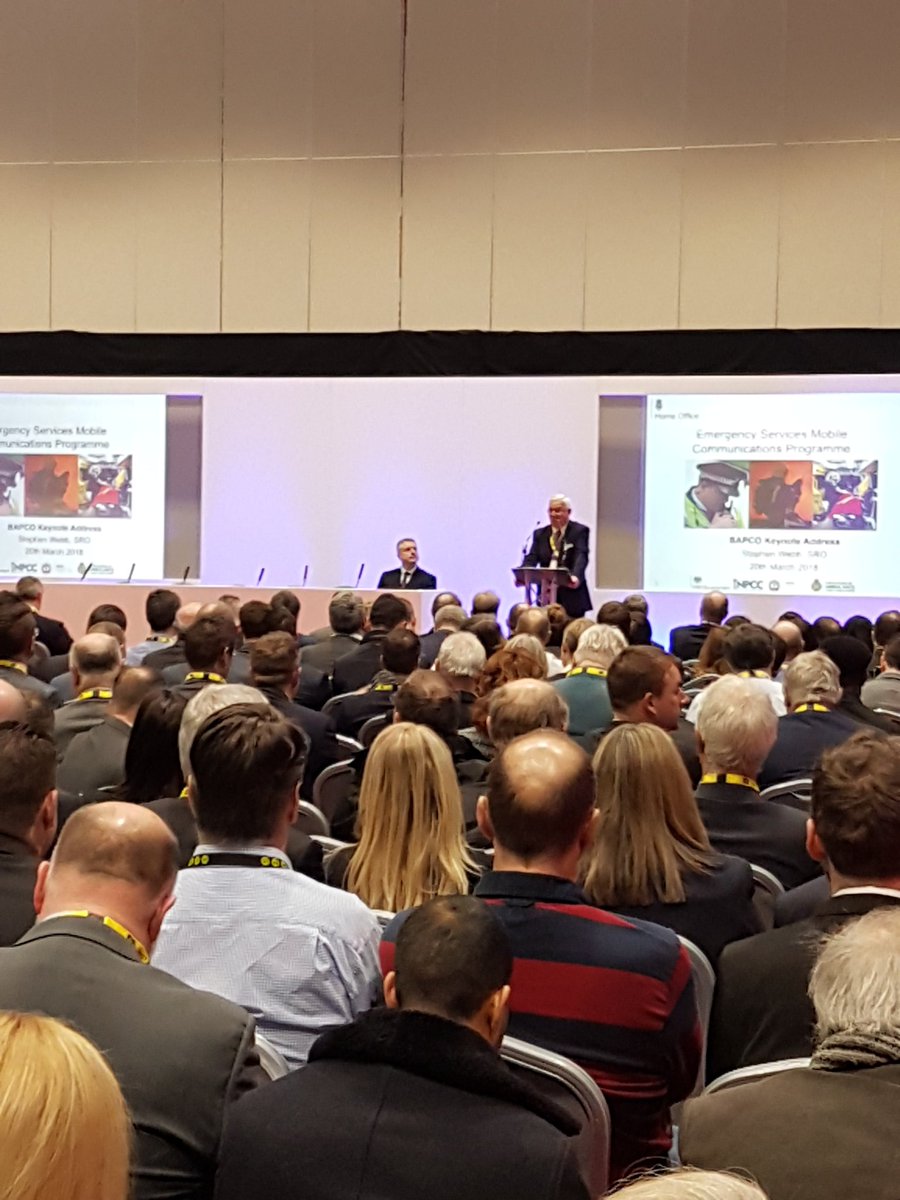 Waiting for the start of BAPCO 2018. Discussing the future of emergency services communications. Nervous for my speaking part in a little while.