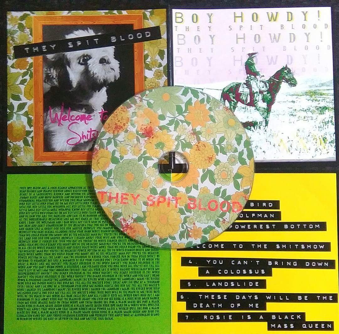 TheySpitBlood's tweet photo. The double EP set 'Boy Howdy!' and 'Welcome to the Shitshow' is now available physically on CD (£5).

If you want to get a copy drag yourself down to one of our shows and make soul-melting direct eye contact.

Next show: Saturday 24th of March at The Quadrant, Brighton https://t.co/FhbCf8LP0B