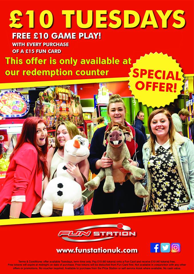 PontandCas's tweet photo. Go and get your 40 FREE tokens when you top up £15 @funstationuk Every Tuesday!* £10 Tuesday! (excludes school holidays) Xscape Yorkshire #Funstationuk #Funstationcastleford https://t.co/byNwfiefnb