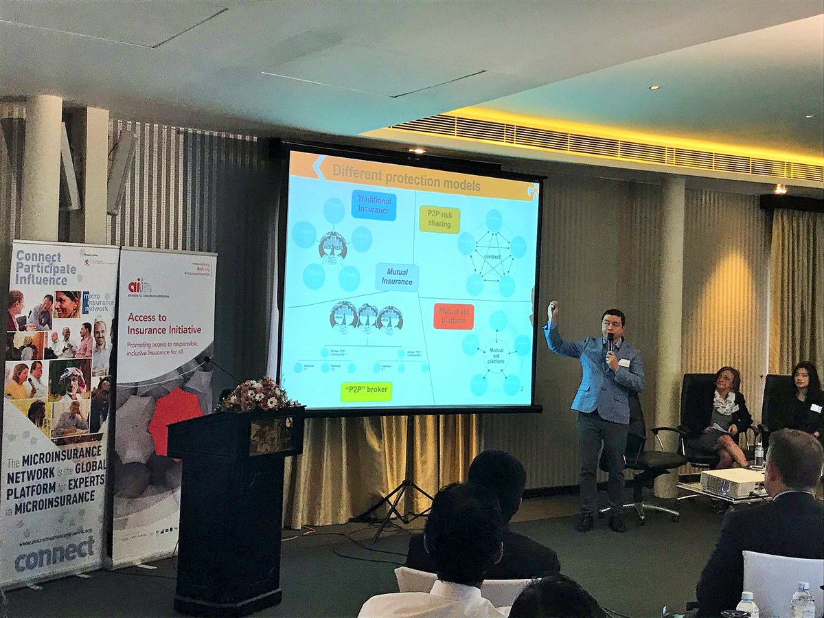 NetworkFlash's tweet photo. #12thCF Founder of P2P Protect @tangloaec outlines different models of protection and the view from #China #P2Pinsurance #InsurTech #inclusiveinsurance https://t.co/3Bpp4gGG4u