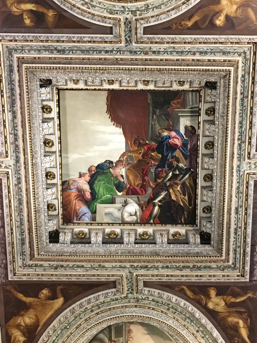 CFSarosy's tweet photo. Une partie du superbe plafond de San Sebastiano à Venise. Esther , Paolo Veronese. Eglise en pleine restauration , sublimissime. https://t.co/TRQWmRUKuW
