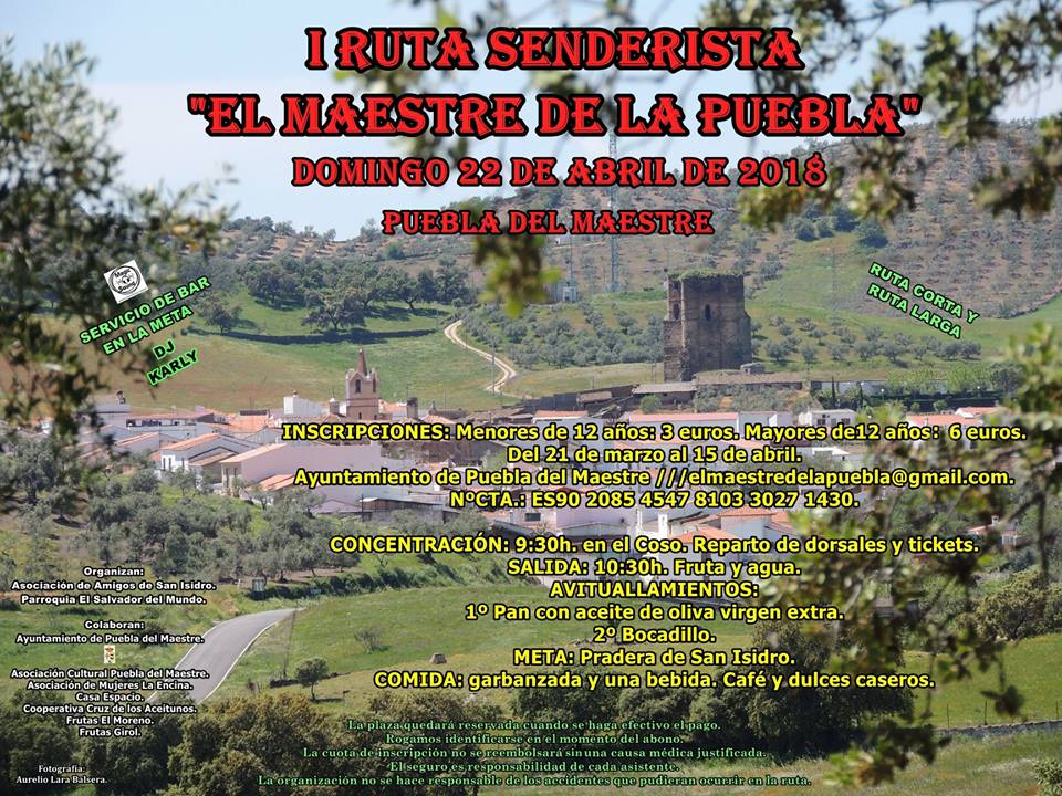 Campina_Sur's tweet photo. I Ruta Senderista “El Maestre de la Puebla” en Puebla del Maestre
https://t.co/VYAonqI5CS https://t.co/fdCCHiLDbO