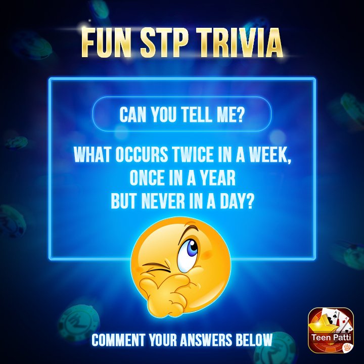 TeenPatti_Game's tweet photo. Guess the Answer :P
#teenpatti #inidanpoker #money #mobilegames #androidgames #gaming #followme #followback #quiz #mindquest https://t.co/XYqSNOb80S