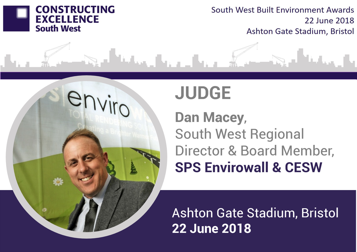 cesouthwest's tweet photo. Dan Macey, South West Regional Director of @SPSenvirowall is looking forward to judging your #SWBEA entries! The submission deadline is looming on 30 March – so enter online today at: https://t.co/5zwONT2Rm2 https://t.co/uzJuJWTxB1