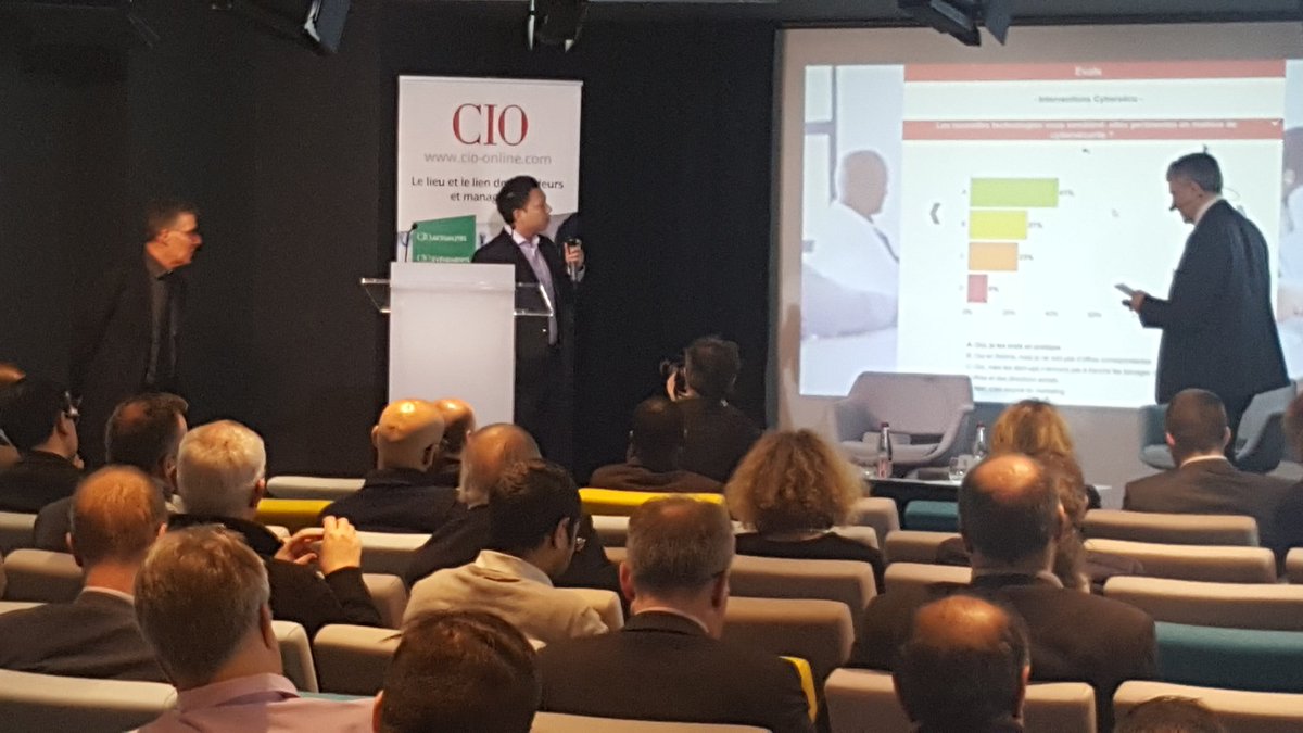 SylvainRedondie's tweet photo. Ce matin @EvalsApp in Paris Trocadero. Moments interactifs de respiration digitale lors de la matinée  @CIO_France Toujours un plaisir de voir l'équipe @MondeInformatiq animer ces conférences avec brio #CIOcybersécu https://t.co/KZh802Zi76
