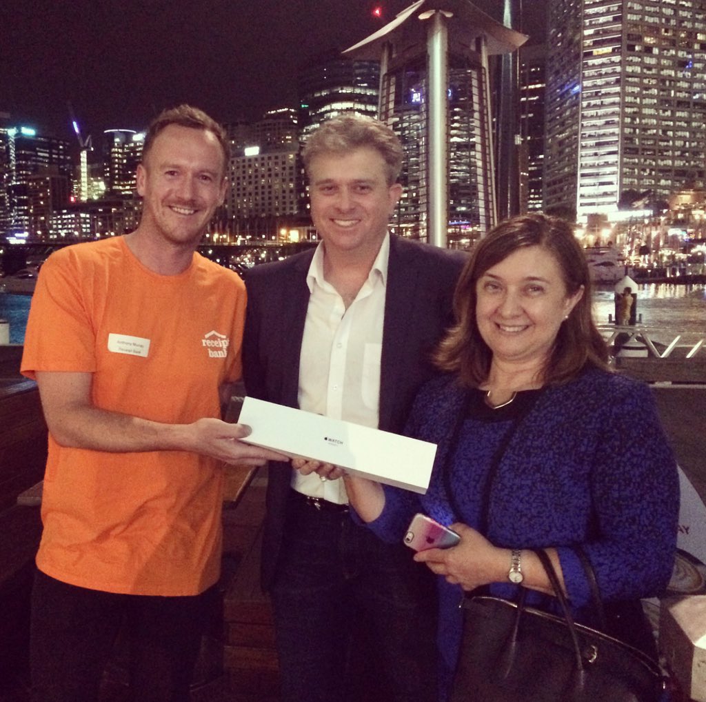 Congratulations to our very latest new partner Vanetta! And congratulations on your brand new Apple Watch ⌚️ A lovely evening was had by all in Darling Harbour! The perfect start to 2 exciting days of #ABExpo with <a href="/ReceiptBank/">RB</a>