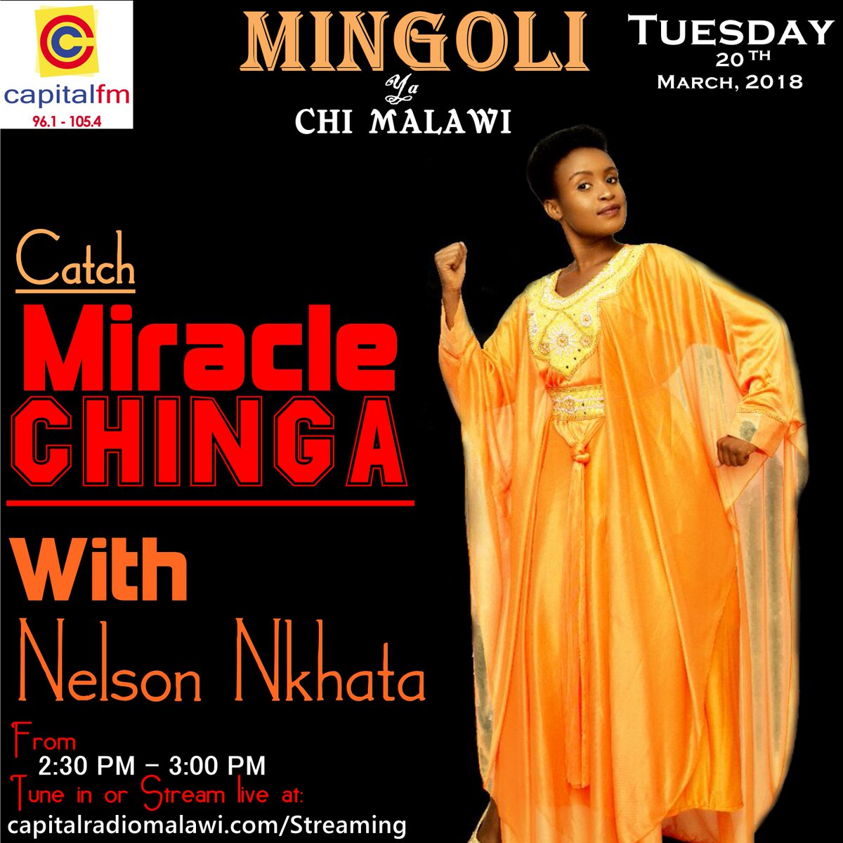 nels_nkhata's tweet photo. Hey! Let's meet @CapitalFMMw from 2:30PM up to 3:00PM kuti ticheze ndi Miracle Chinga. Muli ndi funso kapena ndemanga? 
#Mingoli

#Malawi https://t.co/n9T5Vm9gVD