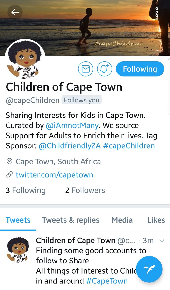 CapeTown's tweet photo. BRAND NEW #Twitter account..
for all things related to #children in the Mother City

Kindly share with a RT

Follow @capeChildren and use #capeChildren please 👇🏼 https://t.co/ck4HDA4P0a