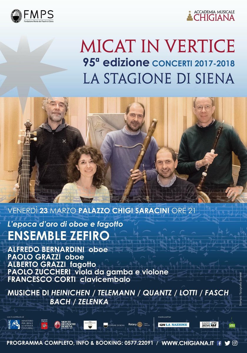 Chigiana's tweet photo. Un viaggio in Europa attraverso la musica tardo-barocca, nata dalle influenze delle diverse espressioni nazionali. Venerdì 23 marzo torna la #MicatinVertice con l’Ensemble Zefiro. https://t.co/ArkVa6Txnp https://t.co/SHsLUfWhbZ