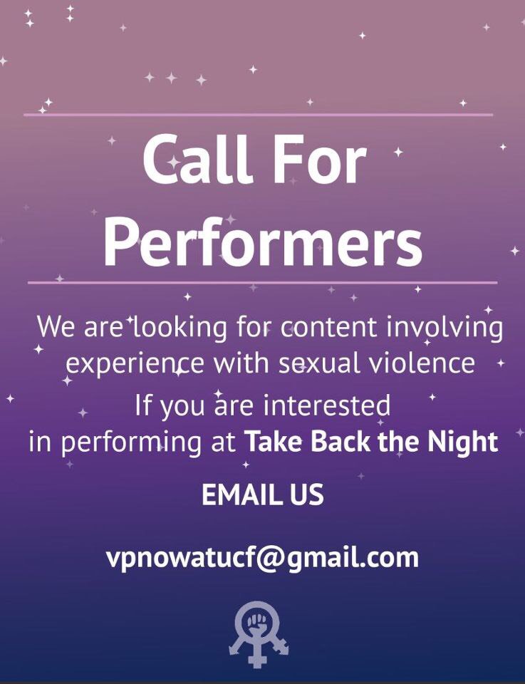 CW: SA
/
Do you have something to say in solidarity with those who have been affected by sexual assault? @nowatuc is calling for people to perform at Take Back the Night, a rally held in solidarity of survivors and victims of sexual violence! Details are below #FeministKnights