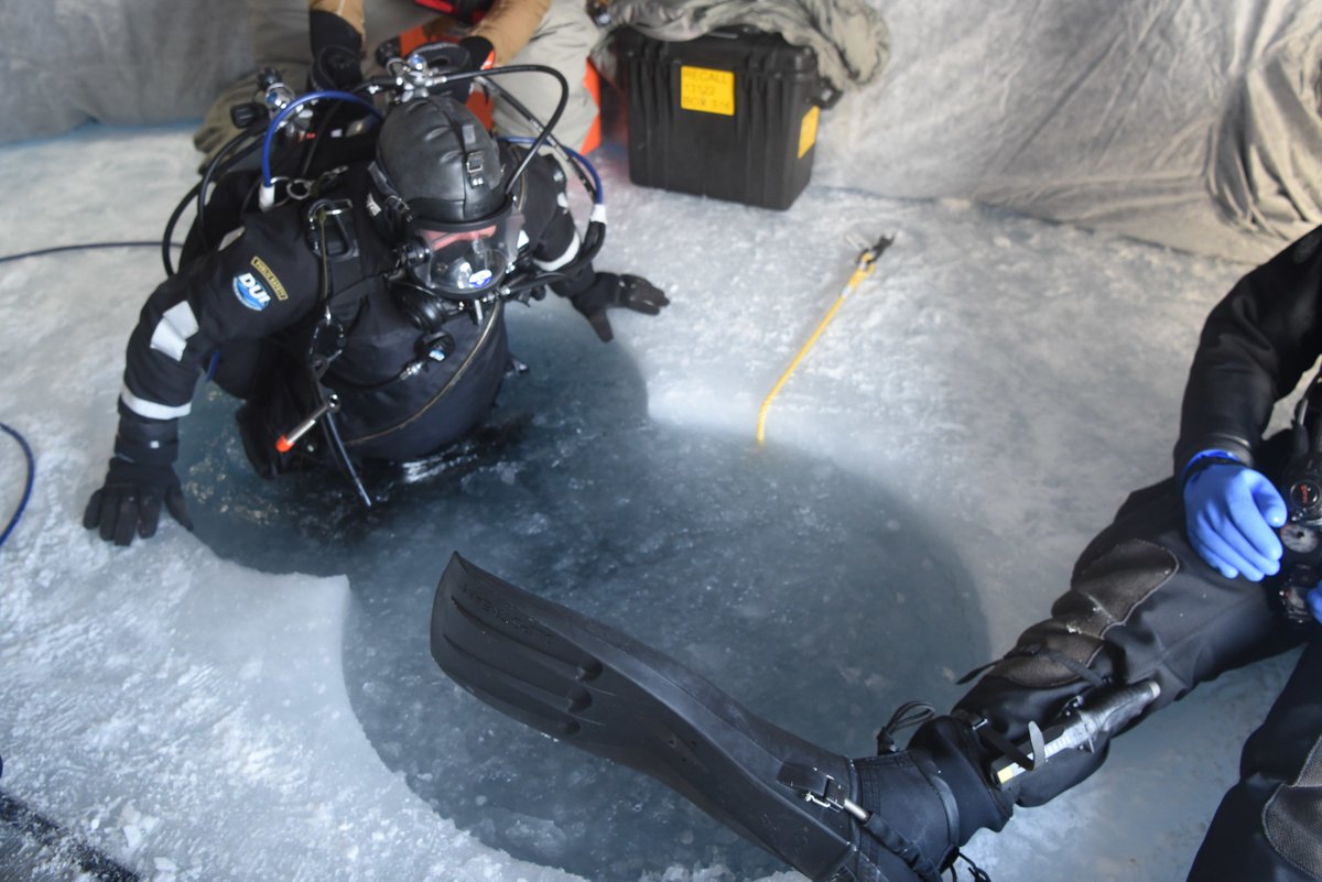 jodi_mohrmann's tweet photo. .@USNavy &amp; @USCG divers recover #Torpedoes in the #Arctic. #Submarines #USSConnecticut &amp; #USSHartford each fired several training torpedoes under the ice. Teams were then taken to where the torpedo is expected to run out of fuel. They drill, find, neutralize &amp; recover! #ICEX2018 https://t.co/7AlCGUgjSF