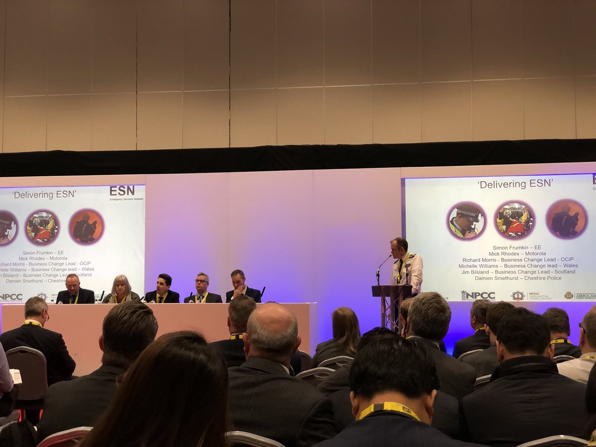 Hearing from Simon Frumkin <a href="/EE/">EE</a> regarding the delivery of ESN. Panel discussion with <a href="/SmethurstDamo/">Damien Smethurst</a> <a href="/cheshirepolice/">Cheshire Police</a> <a href="/MotSolsEMEA/">Motorola Solutions | EMEA</a>  
#emergencytechnology #emergencyservices #ESN