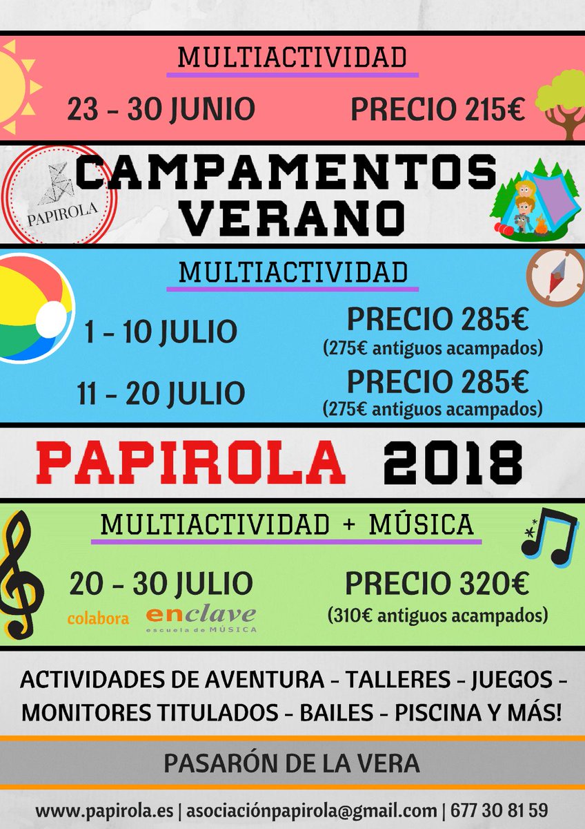 Papirola01's tweet image. En marcha también nuestros campamentos de verano! 
#CampamentosPapirola #Campamento #Papirola #Papirola2018 #Ocio #Deporte #Juego #Amistad #Verano #AsociacionPapirola