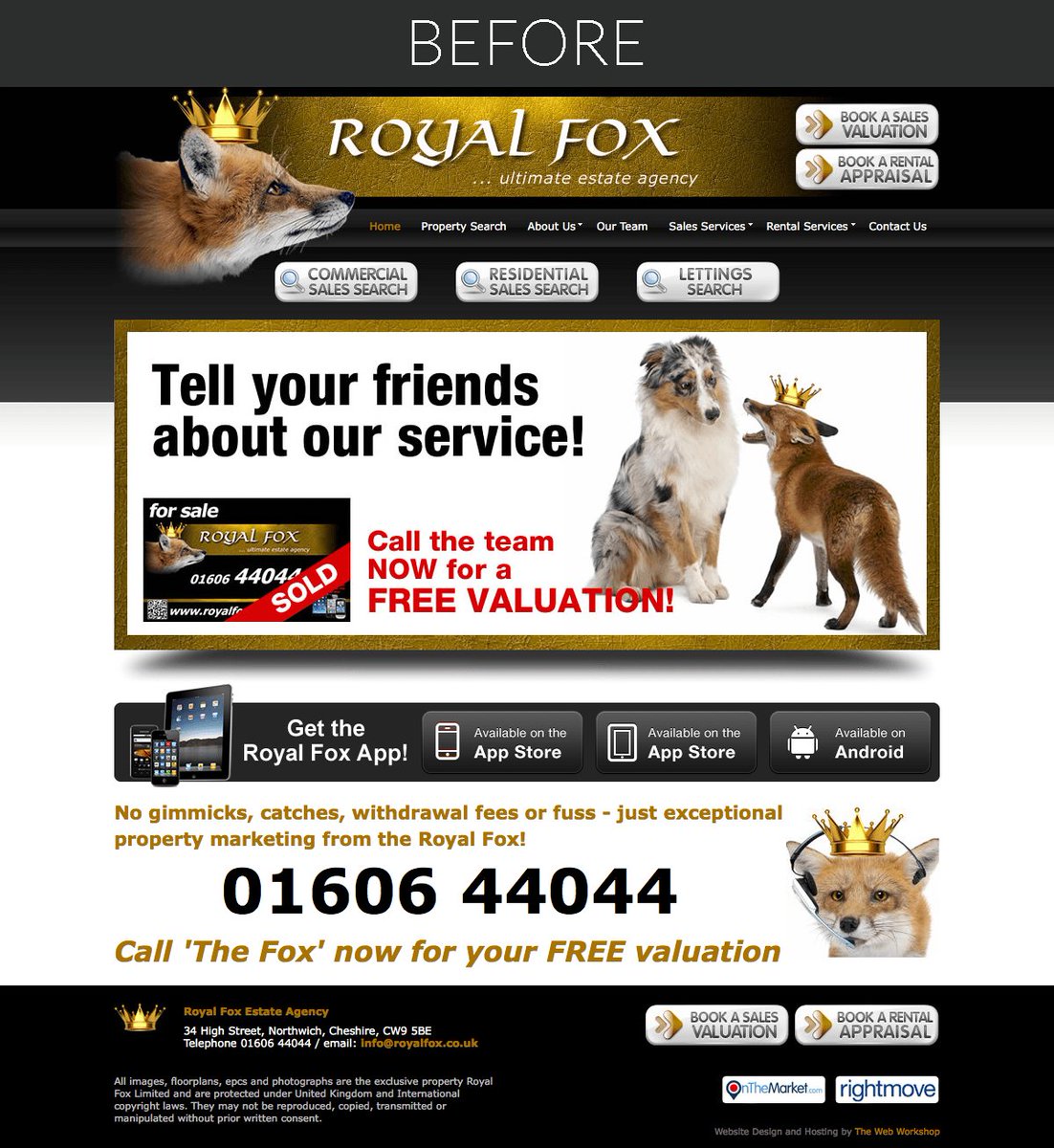 thewebworkshop's tweet photo. Last week we launched the brand-new Royal Fox Website, the new website is now fully mobile-friendly and uses bespoke integration coding to feed in the latest Royal Fox properties from Expert Agent #TransformationTuesday #TuesdayTransformation #Transformation #RoyalFox https://t.co/W6Aac9B30G