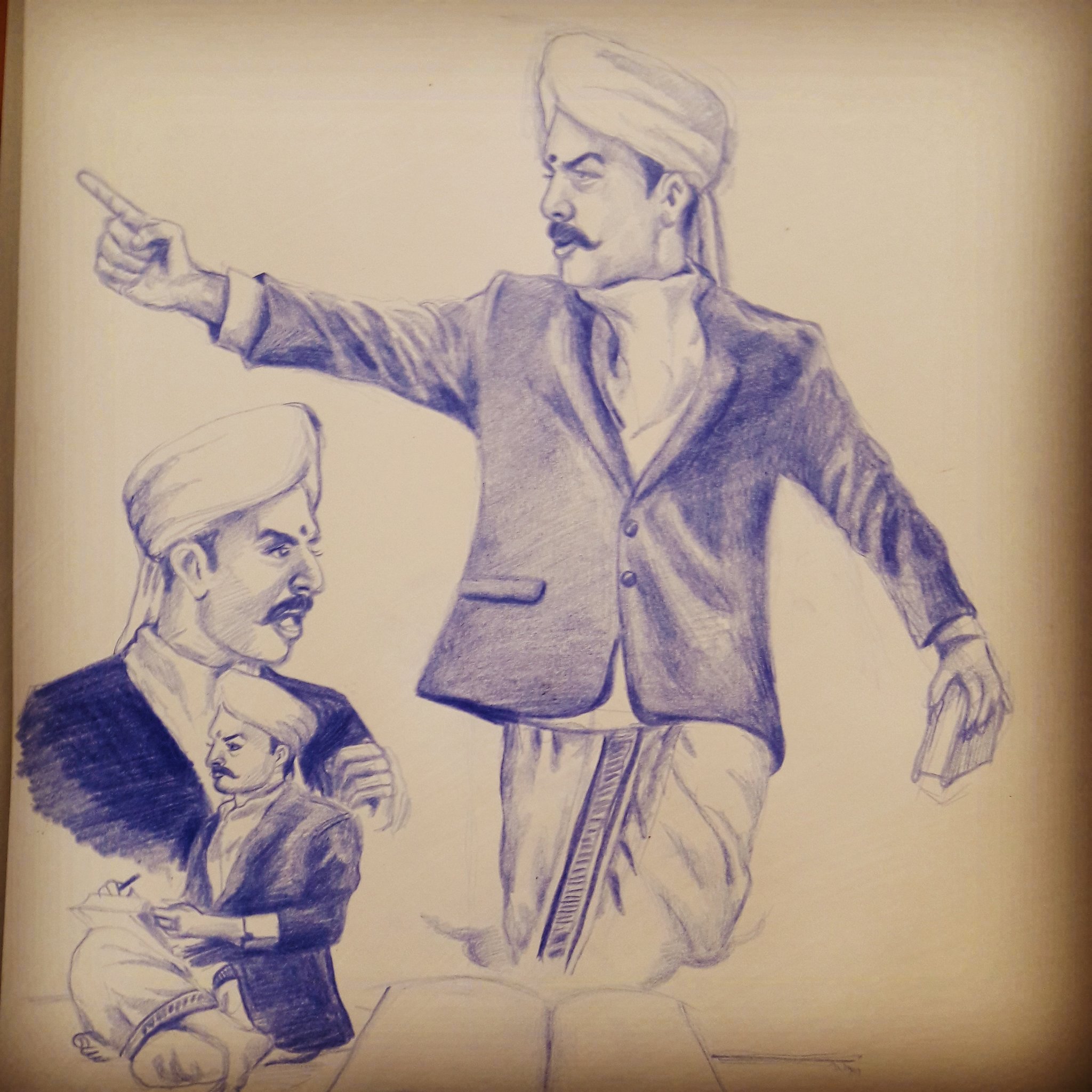 How to draw Subramania Bharathi || 3 Minutes Drawing of Bharathiar |  Drawings, Draw, Art