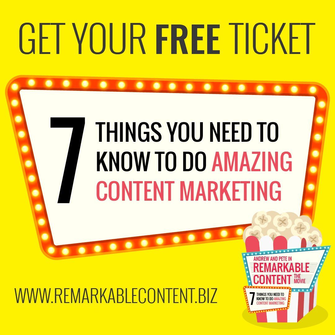 AndrewAndPete's tweet photo. Fed up of your #blog being boring! Then get your free ticket to see #RemarkableContent: The MOVIE https://t.co/8Vrw6CSg1x #ContentMarketing https://t.co/1yv2sqIGXG
