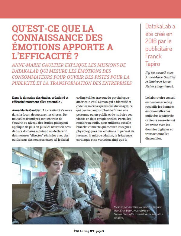 #interview Dans le premier numéro de l’IREP MAG <a href="/IREPasso/">IREP</a> <a href="/AnneGaultier/">Anne Gaultier</a> explique les missions de <a href="/DatakaLab/">Eric 𝕏</a> qui mesure les émotions des consommateurs pour ouvrir des pistes pour la publicité et la transformation des entreprises offremedia.com/lirep-publie-s…