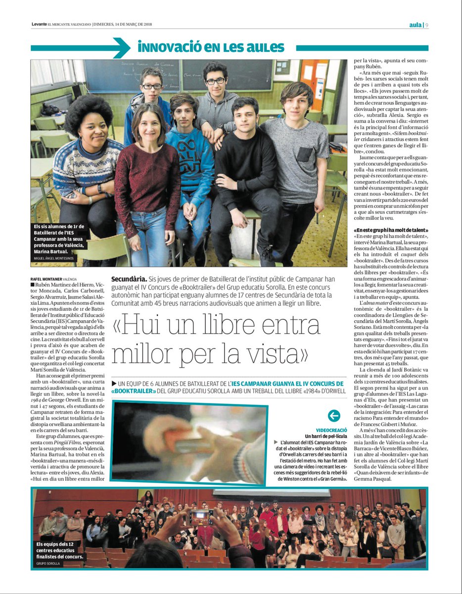 GrupoSorollaEdu's tweet photo. Los ganadores del IV Concurso Booktrailer Martí Sorolla en @levante_emv #BooktrailerII https://t.co/MvWidqpNB7