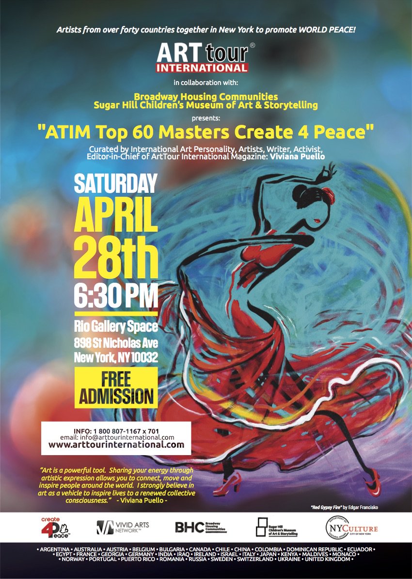 VivArtGroup's tweet image. ATIM TOP 60 MASTERS CREATE 4 PEACE!!!  @ArttourMagazine ArtTour International  The biggest event of the year for ArtTour International Publications showcasing artists from over 36 countries REUNITED FOR PEACE. #ART4PEACE #CREATE4PEACE #INSPIRE4PEACE