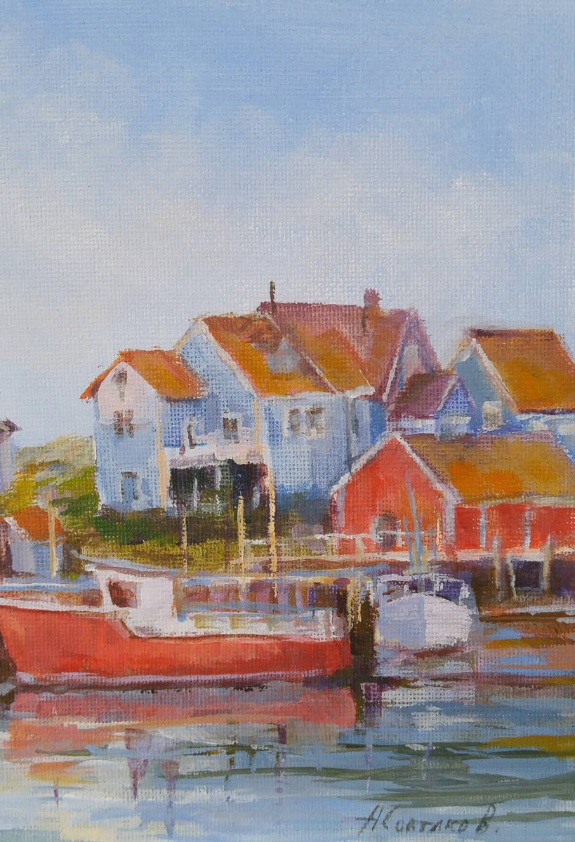 albat05il's tweet photo. Miniature "Two ships at a wharf", 5x7x0.1", acrylic on canvas board, by Alexander Koltakov #art #Canada #Canadian #Nova_scotia #ocean #akoltakov #boat #red_boat #oceanview #seascape https://t.co/V6DldcjoJW https://t.co/Wb6Thq1vSD