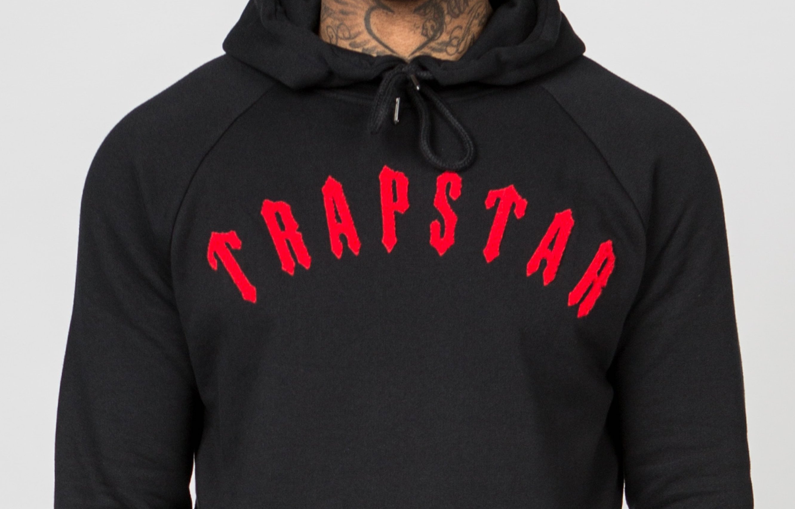 Black and red trapstar hoodie hotsell