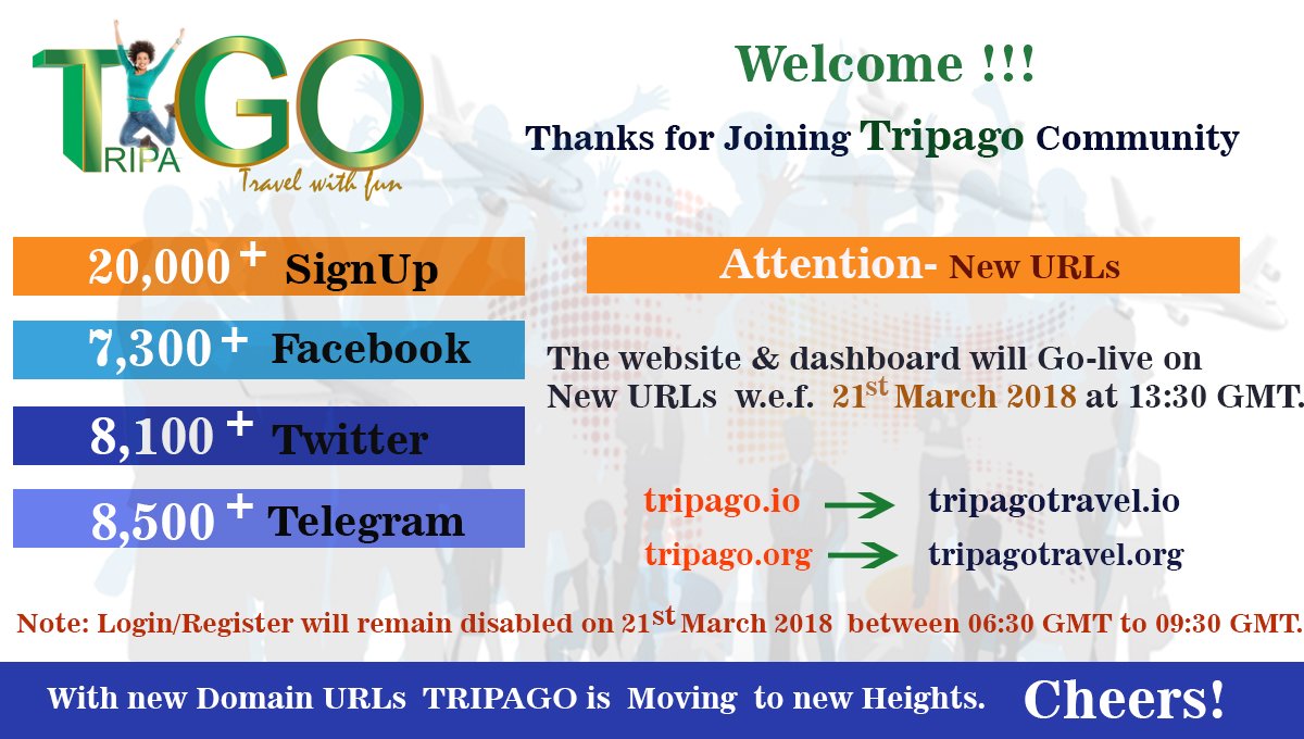 Tripagoofficial's tweet photo. Attention! Now Tripago is moving with new URL's to new heights...Let's cheers! https://t.co/RL77X9fFKY