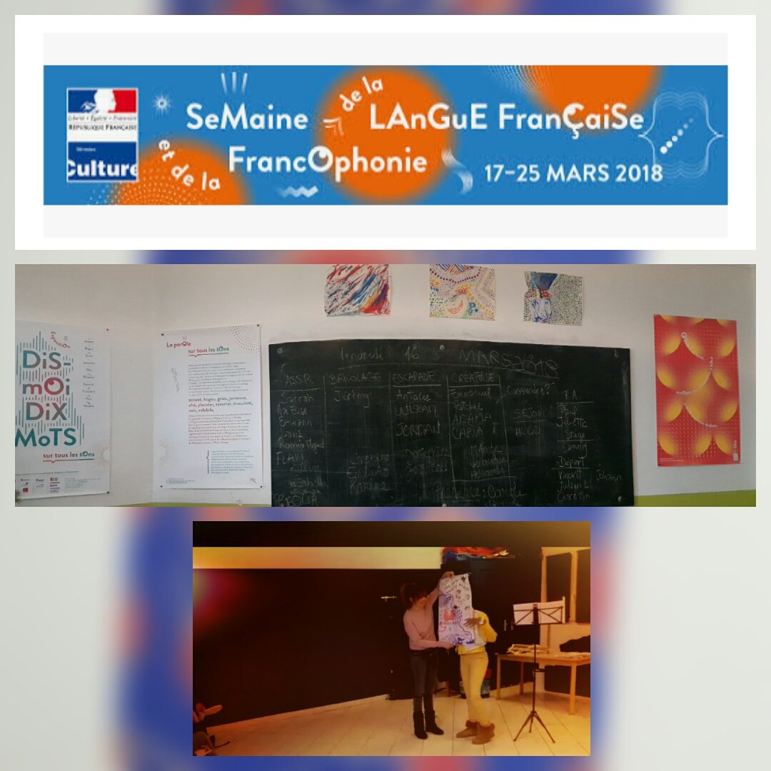Lmassoz's tweet photo. C'est la #SLFF18. À l'école expérimentale de Bonneuil... On joue avec les mots, sa voix et son accent ! @languesFR @ArtsetSante https://t.co/tRjIY0P19D
