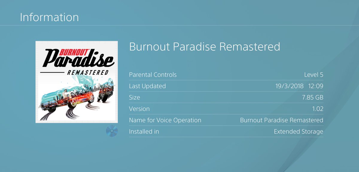 Fantastic work on Burnout Paradise Remastered  @StellarEnts  @CriterionGames :-) Can you please look into why the game is a level 5 (12 Certificate) when using the PS4's Parental Controls and not the 7 that it is listed as on the box and in the PSN Store.